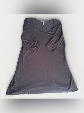 Eileen Fisher Womens M Black Swing Tunic Top Viscose Stretch Made USA
